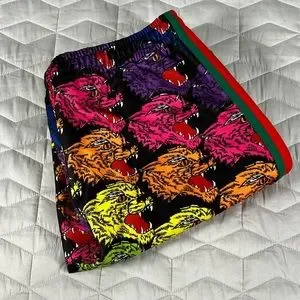 🐯GUCCI ANGRY TIGER PRINTED JERSEY JOGGER PANTS ‘RAINBOW’🐯